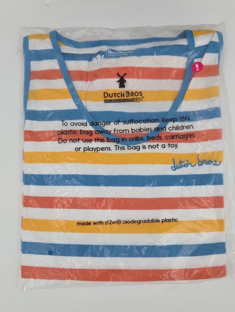 Dutch Bros Striped Tank Top in Blue, Yellow, Red, White